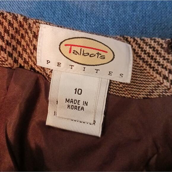 Talbots wool blend plaid skirt sz 10 brown lined - Picture 9 of 10